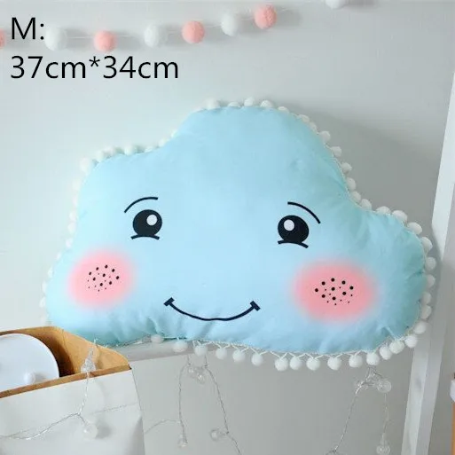blue cloud M Красочные звезды, луна, облако для новорожденных, декор для детской комнаты, постельное белье, украшение кроватки, Infantil, подушка, кукла, нордическая Подушка INS - Color: blue cloud M