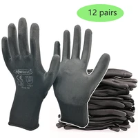 12 pairs 24pcs knitted safety work gloves construction security garden rubber glove industrial working gloves supplier