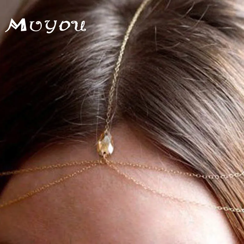 Женская свадебная повязка на голову с кристаллами золотистого цвета T011 2018 |