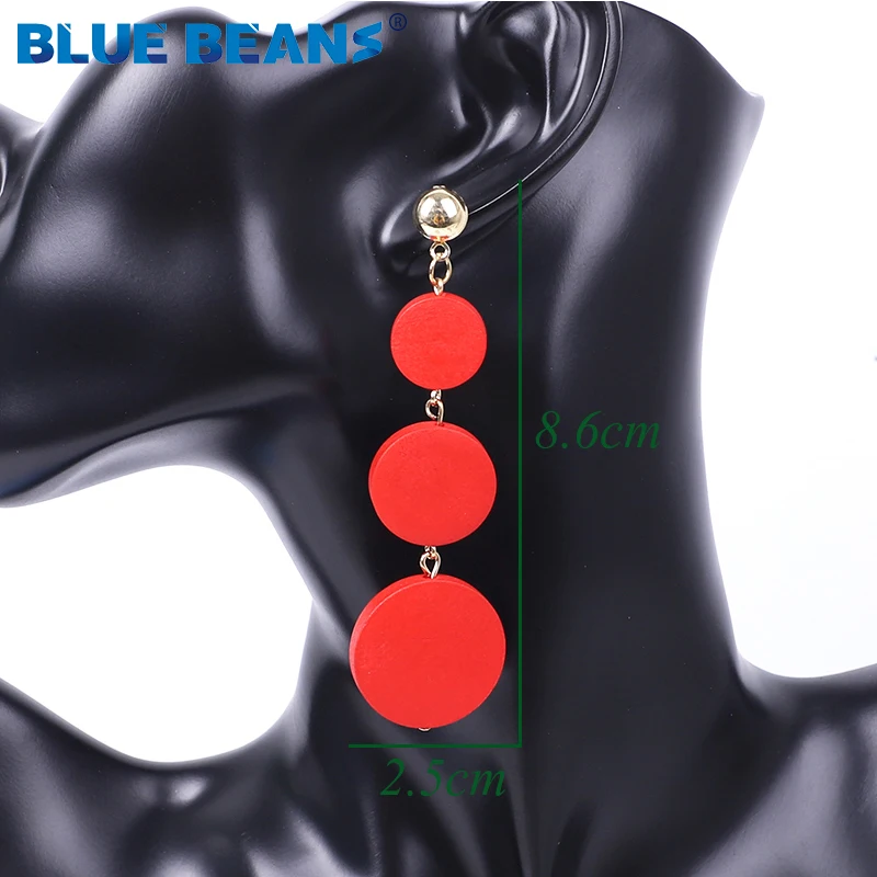 Женские Висячие серьги с голубыми бобами черные/длинные висячие в богемном стиле