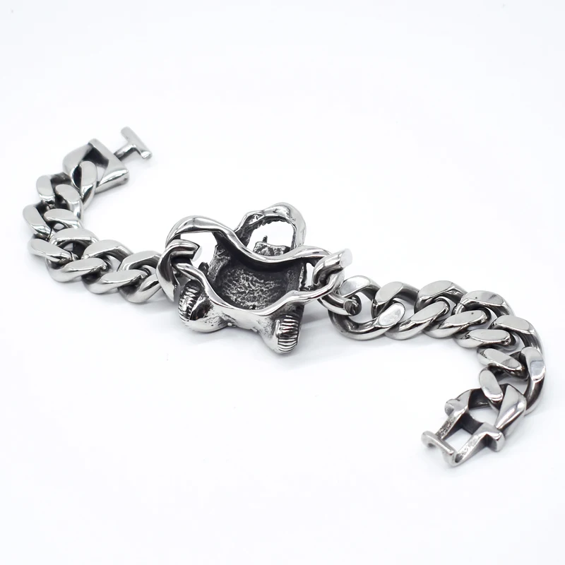 AMUMIU 2021 браслет с черепом 316L из нержавеющей стали большой тяжелый мужской