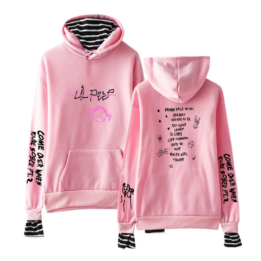 Толстовки с принтом Lil имитация двух предметов осенние толстовки для мужчин и