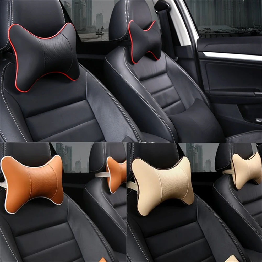 

2 Pieces Car PU Leather Neck Pillows Comfortable Auto Seat Head Neck Rest Cushion Headrest Pillow Pad Fit For Honda Toyota