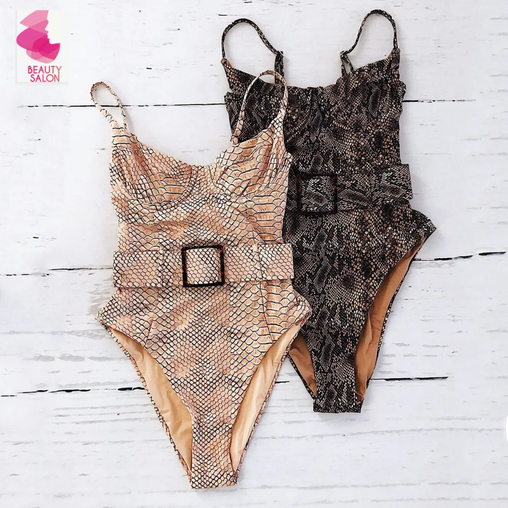 Купальник Для женщин под змеиную кожу Купальники Одна деталь Цветочный