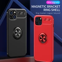 luxury shockproof lens protection ring stand car holder matte phone case for iphone 13 12 pro max mini 11 xs 8 back cover fundas