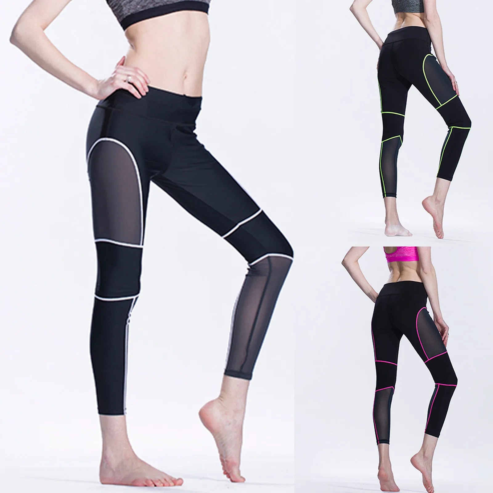 

2021 Women Leggings Sexy Mesh Pants Push Up Fitness Gym Leggins Running Leggins Seamless Femme High Waist Mujer
