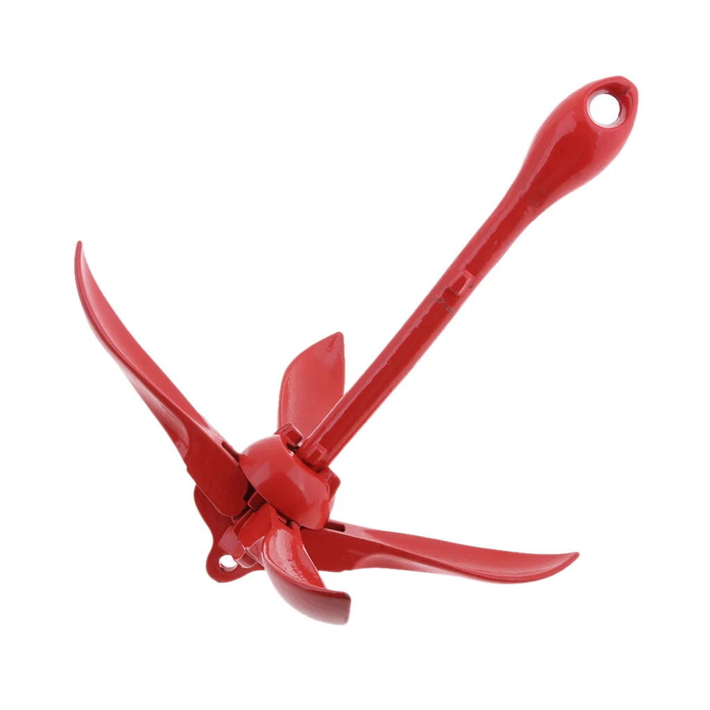 

Red Folding Grapnel Boat Anchor System, Heavy Duty Stainless Steel, 3.3 lb / 1.5 kg