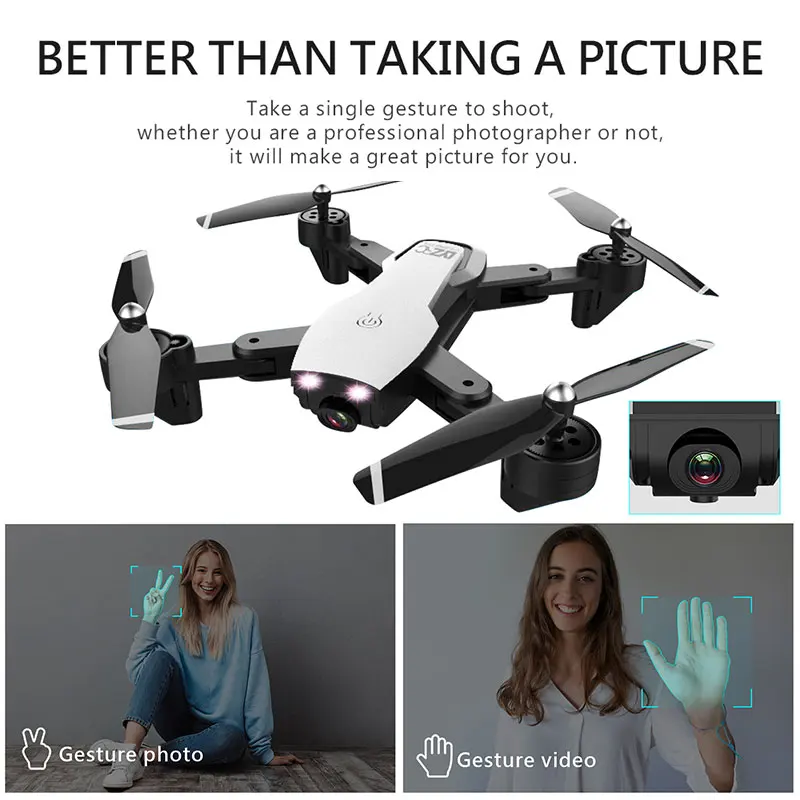 L107 селфи Дрон WIFI FPV с широкоугольным двойным HD камерой smart follow RC Квадрокоптер