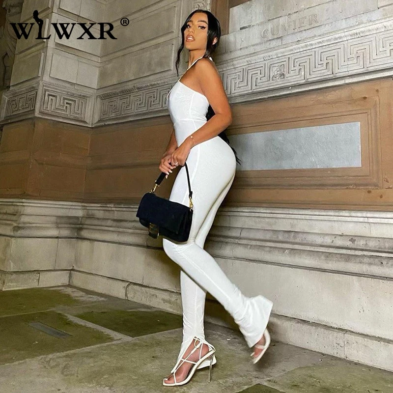 Уличная одежда WLWXR комбинезон с лямкой на шее женский слитный наряд облегающий