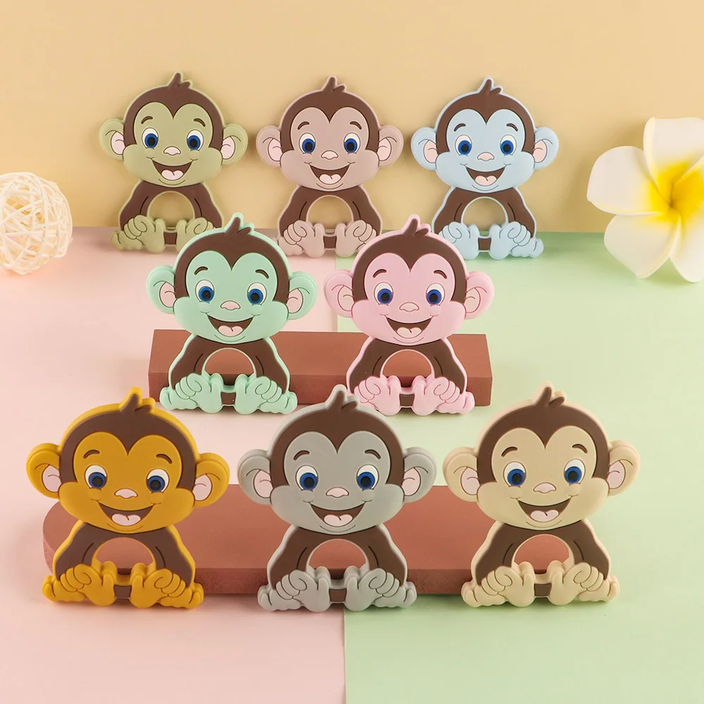 

Sunrony 5Pcs Monkey Animal Silicone Teether BPA Free Food Grade Pendants DIY Pacifier Chain Necklace Accessories Baby Molar Toys