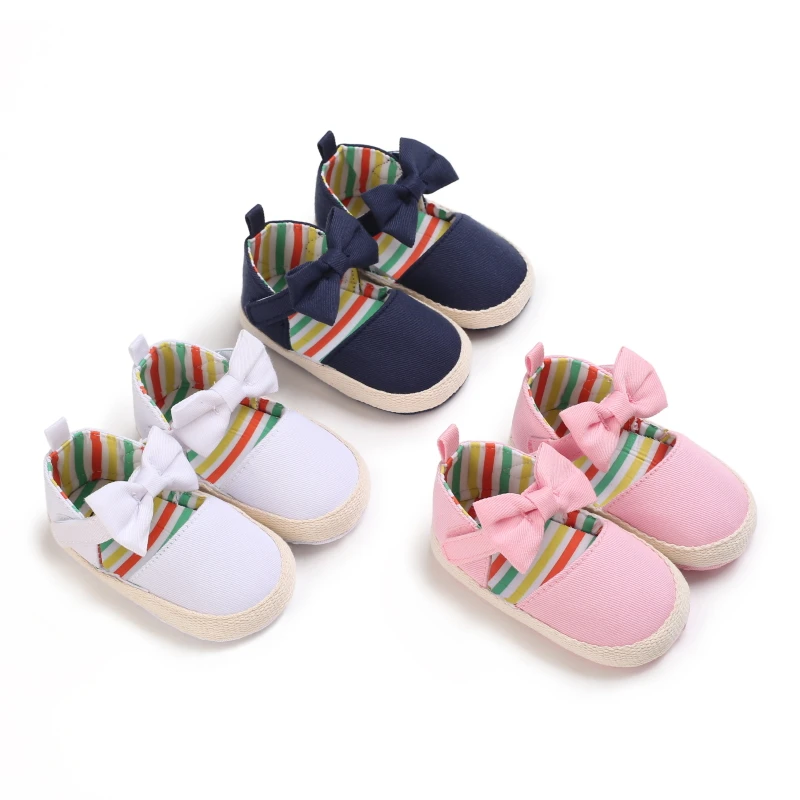 

VALEN SINA Spring And Summer 0-18M Newborn Baby Girls Boys Crib Shoes Cotton Flowers Hook Soft Cork Baby Shoes Cute bow