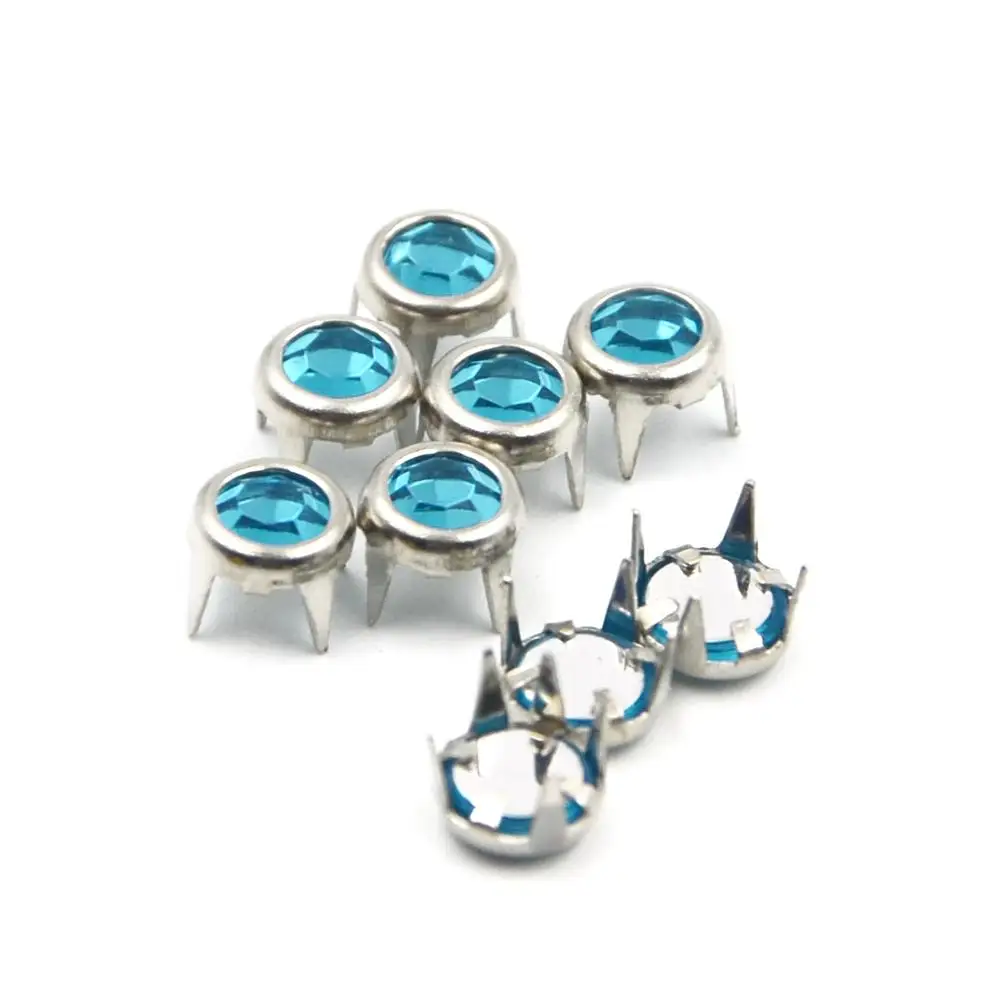 Шпильки-гвоздики круглые со стразами 6 мм 100 шт. заклепки шпильки модные кожаные