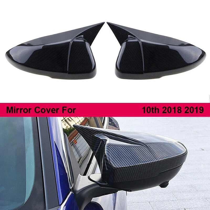 

for Honda Accord + Carbon Fiber Black Ox Horn Rear View Mirror Cover Trim