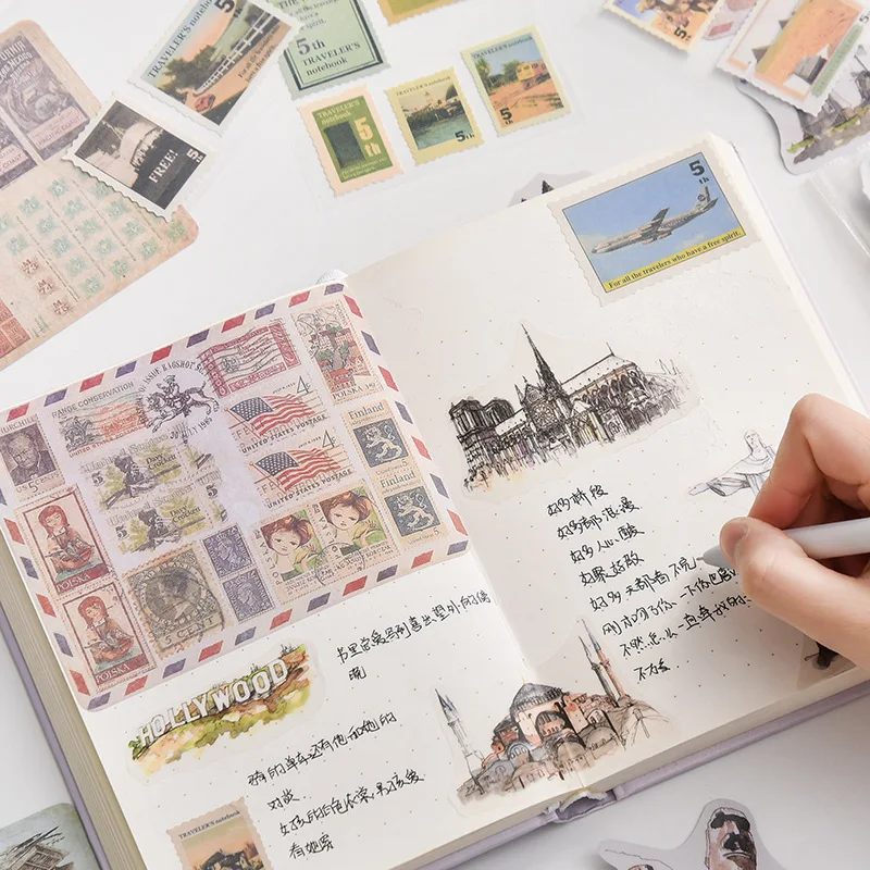 1 упаковка Винтаж путешествия почтовой марке украшение бумажная наклейка для