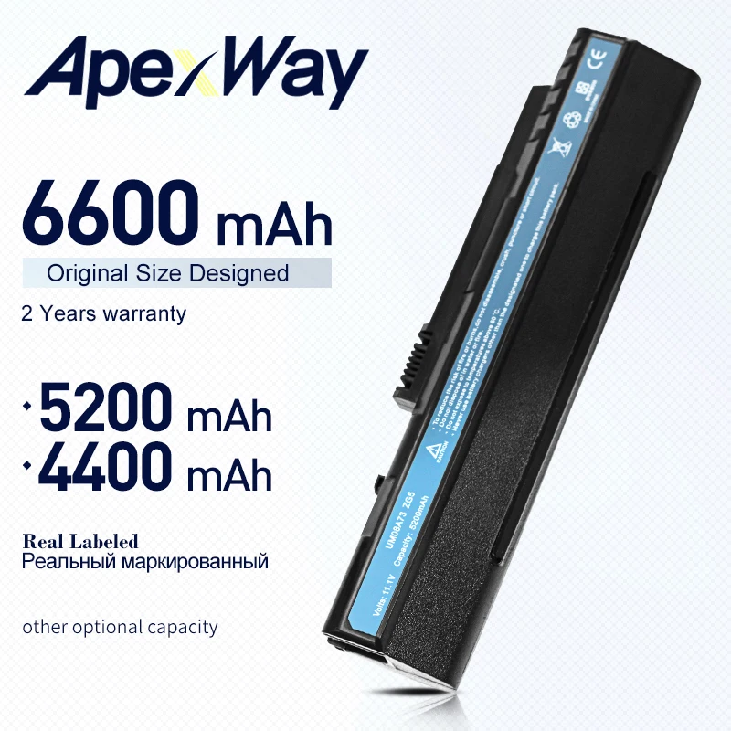 Аккумулятор Apexway UM08A31 для ноутбука Acer Aspire One A110 A150 D150 D210 D250 ZG5 UM08A32 UM08A51 UM08A52 UM08A71 UM08A72