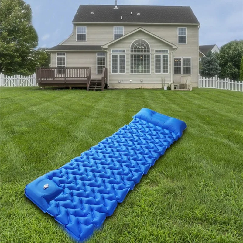 

Hot Selling Foot Inflated Mat Blow Free Camping Sleeping Mattress Home Lunch Break Bed Ultra Light Nylon Moisture-proof Cushion