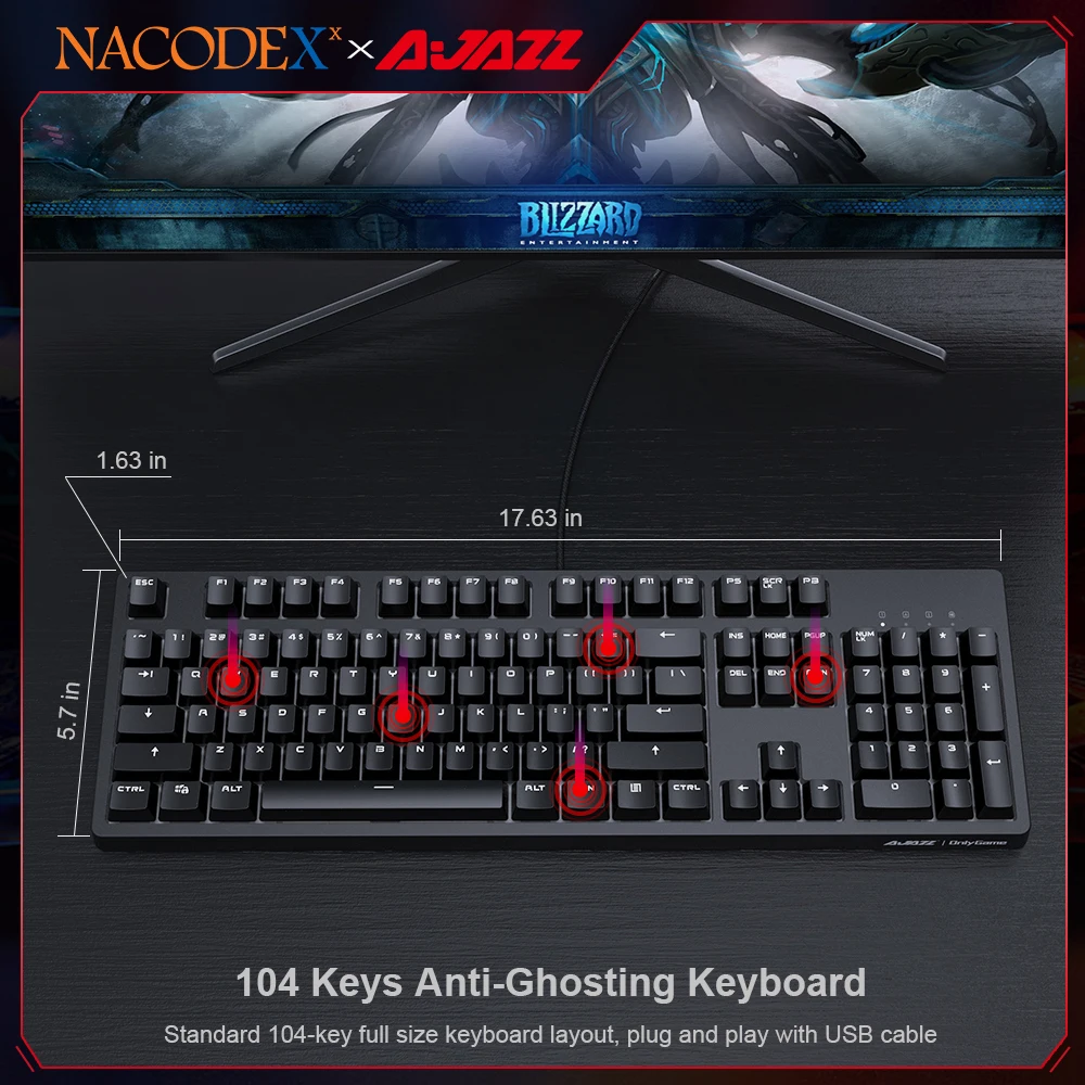 AJAZZ NACODEX AK535 USB Проводная 104 ключей Проводная Механическая игровая клавиатура Черри МХ переключатель белая задняя подсветка для компьютерног...