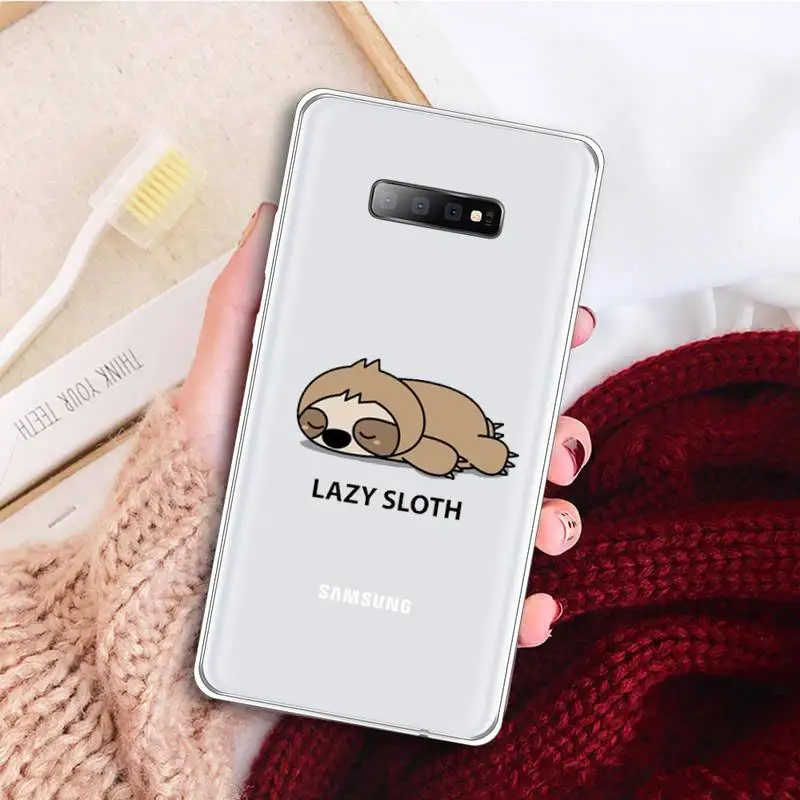 

Cute cartoon animal yoga sloth Phone Case Transparent For Samsung Galaxy A 71 21s S note 8 9 10 plus 20 ultra