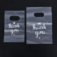 100pcs thank you plastic gift bags plastic shopping bags with handle christmas wedding party favor bag candy cake wrapping bags