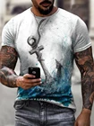 Летняя мужская футболка 2021, креативная футболка с 3D-принтом, Удобный Повседневный Спортивный Топ с круглым вырезом для мужчин и женщин