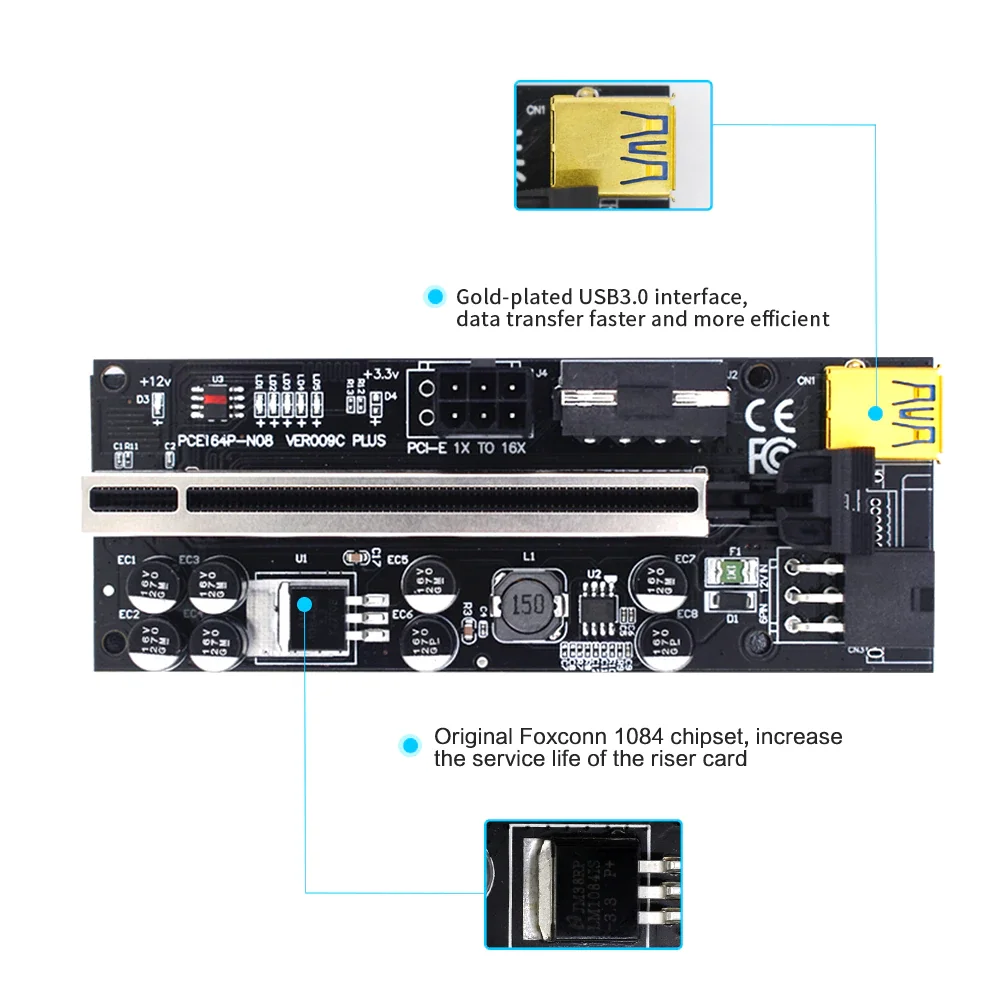 10 шт. Райзер-карта VER009C PCIE VER 009C PLUS PCI Express PCI-E X1 на X16 графическая карта