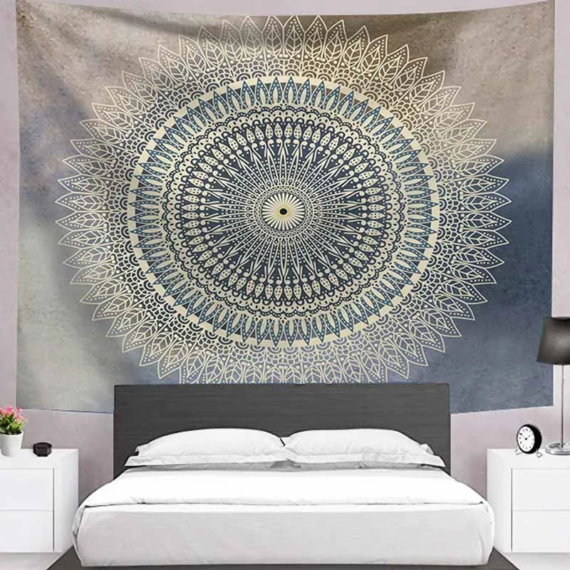 Black And White Mountain Forest Tapestry Wall Hanging Backdrop Decor Trippy Mandala Psychedelic | Дом и сад