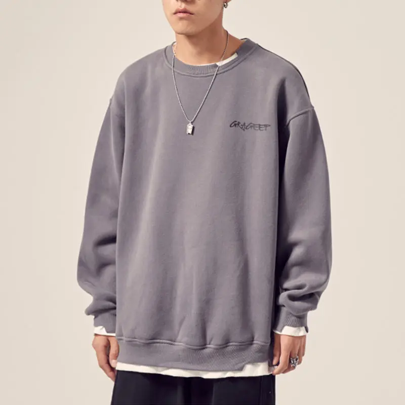 

Japanese fake two sweater men winter plus velvet thickened student trend cartoon animation loose casual jacket