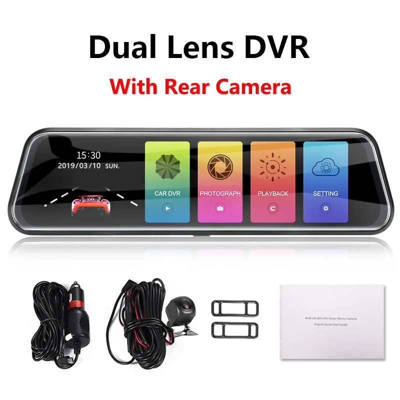 Jansite 1" Зеркало DVR Dash Cam FHD 1080P потоковая Автомобильная камера заднего вида с циклической записью ночного видения+ 1080p резервная камера
