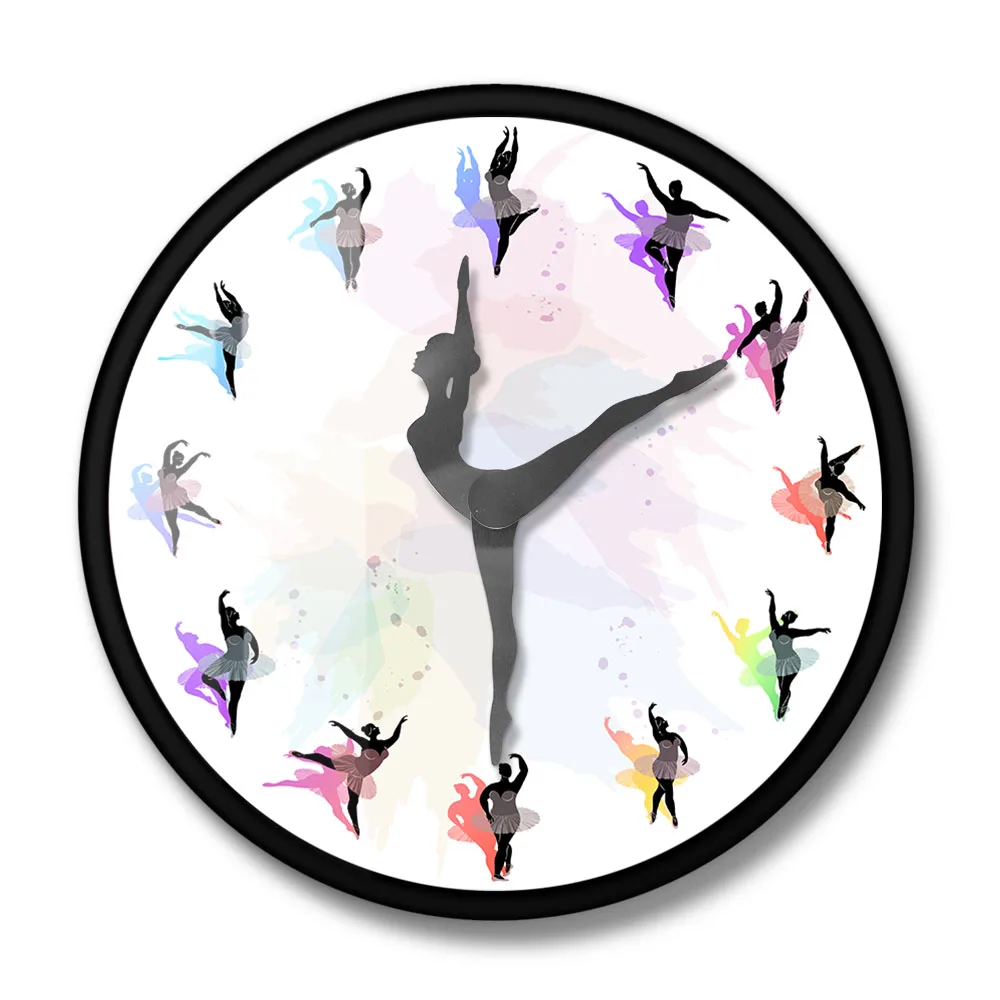 Танцующая балерина большой вес женские красочные настенные часы с принтом