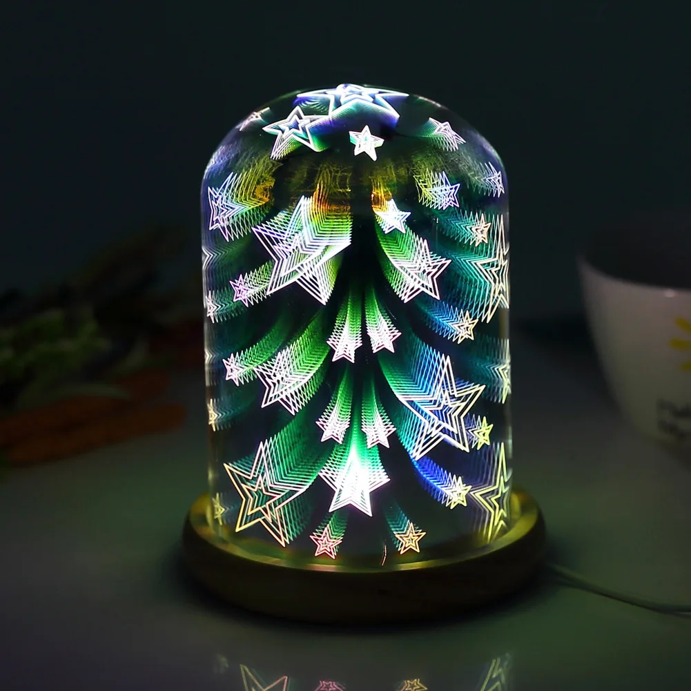 3D красочное Сердце Звезда волшебное стекло абажур атмосфера светильник