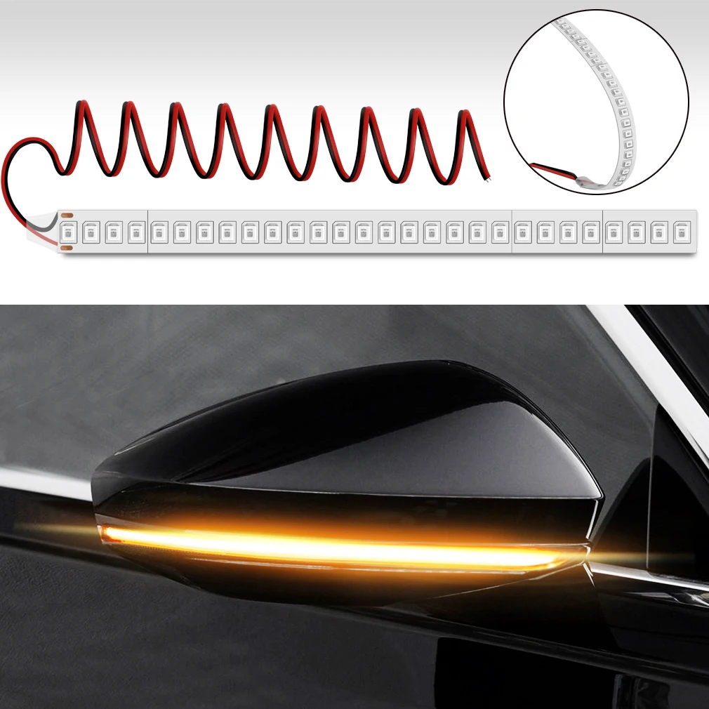 

Новинка, поворотная полоса для зеркала заднего вида, световой поворотный сигнал, световая полоса, мягкий корпус лампы 12 В