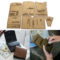 leather craft personality fashion short wallet japanese silver clip sewing pattern diy kraft paper template 1110cm