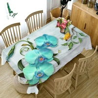 3d blue flowers round tablecloth animal bird scenery table cover washable dustproof fabric home decor rectangular table cloth