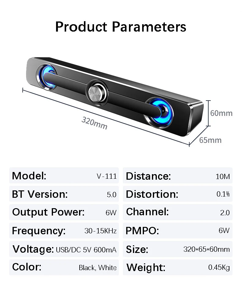 

XIAONI USB Speaker Wired Powerful Computer Bluetooth Bar Stereo Subwoofer Bass Wireless Soundbar Sound Box for PC Speakers