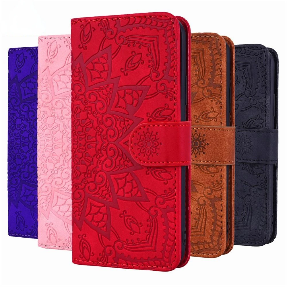 

Leather Wallet Cover Mandala Flower Flip Case For Huawei Y6 2018 Y5 Y7 Pro P20 Lite 2019 P30 P40 P Smart 2020 Mate 10 20 30 Pro