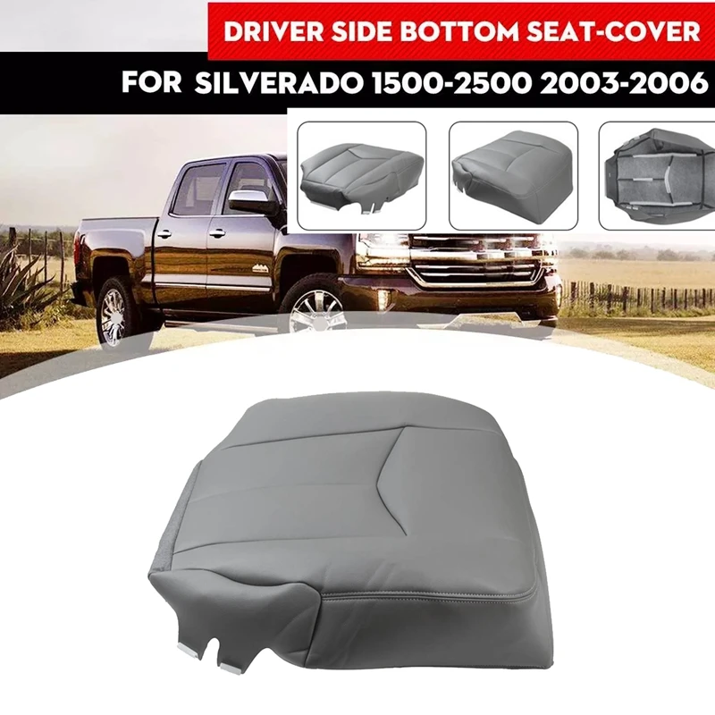 

Car Front Driver Side PU Leather Seat Cushion Bottom Seat Cover for Chevy Silverado 1500-2500 2003 2004 2005 2006