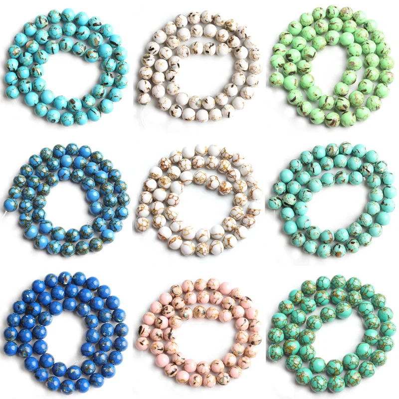 4/6/8/10/12 мм цветные круглые бусины Howlite для изготовления ювелирных изделий 15
