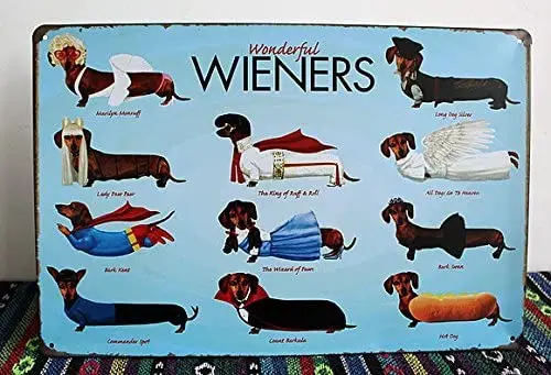 

UOOPAI Wonderful Wieners Dachshund Dog Antique Metal Tin Sign Home Retro Plaque Wall Decor Art Fun Poster