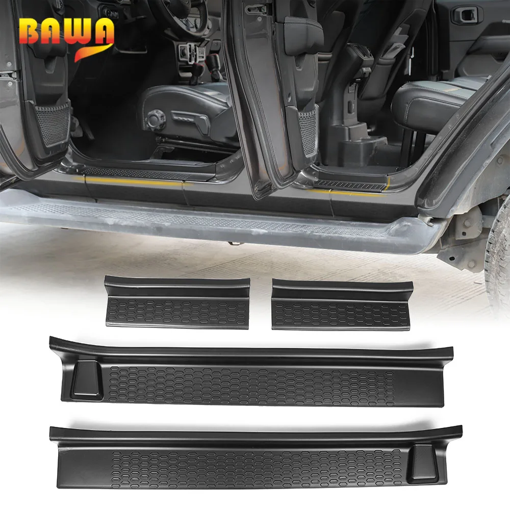 

BAWA Car Door Threshold Bar Strip for Jeep Wrangler JL 2018+ ABS Door Sill Scuff Plate Cover for Jeep Gladiator JT 2018+