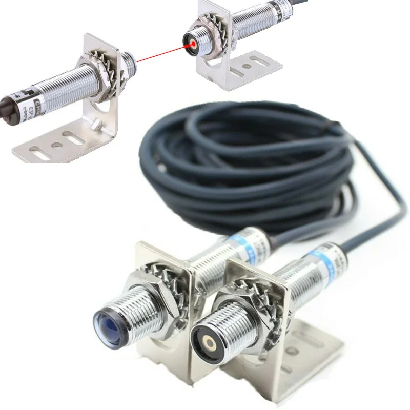 M12 NPN лазерный датчик фотоэлектрический Видимый латунный никелированный 200mA