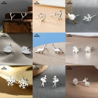 silver fashion stud earrings snowflake star crown stud earrings female exquisite student girlfriend jewelry accessories