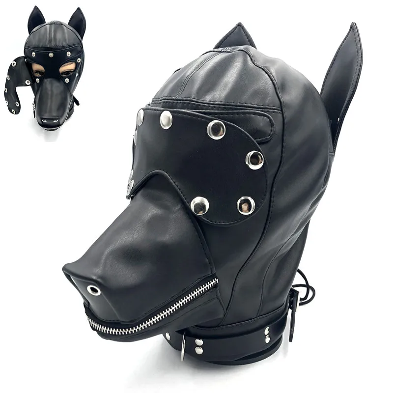 Из искусственной кожи для собак головной убор на молнии с открытым ртом повязка