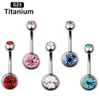 whole g23 titanium premium gem stone belly button rings body piercing jewellery 14g navel piercing ring jewelry for women