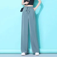 elastic high waist chiffon wide leg pants 2022 spring summer womens casual versatile loose thin section mopping straight pants