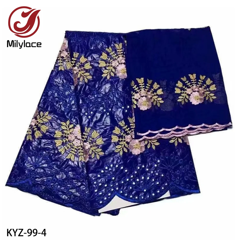 

2019 New Arrival African Bazin Riche Getzner Fabric with Embroidery Lace Material for Party KYZ-99