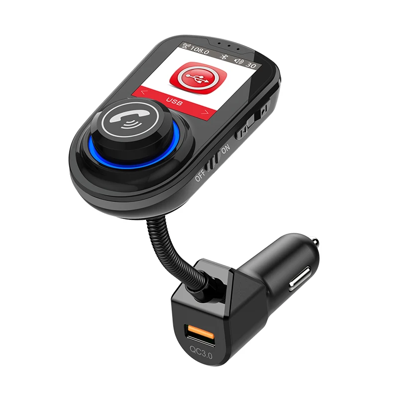 Автомобильный FM трансмиттер с цветным экраном Bluetooth 5 0 беспроводной модулятор mp3