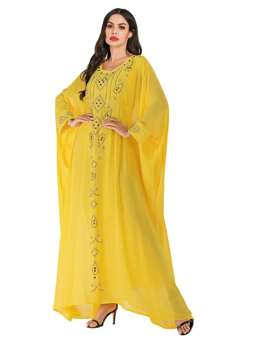 Платье-макси с рукавом летучая мышь Farasha Abaya Jilbab длинное мусульманское платье