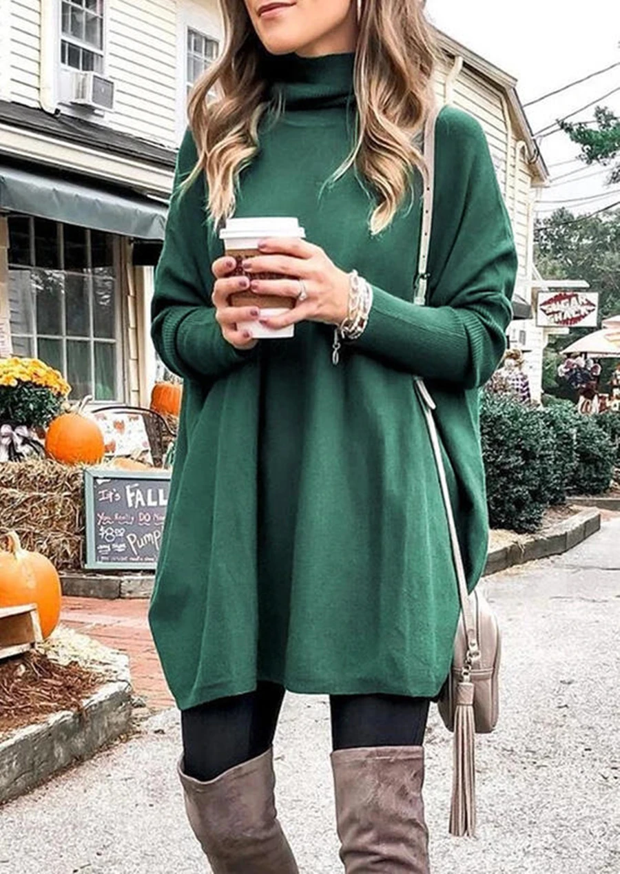 

Women Knitted Sweater Dress Lady Solid Knitted Dress Women Turtleneck Mini Dress Autumn Winter Long Sleeve Dresses