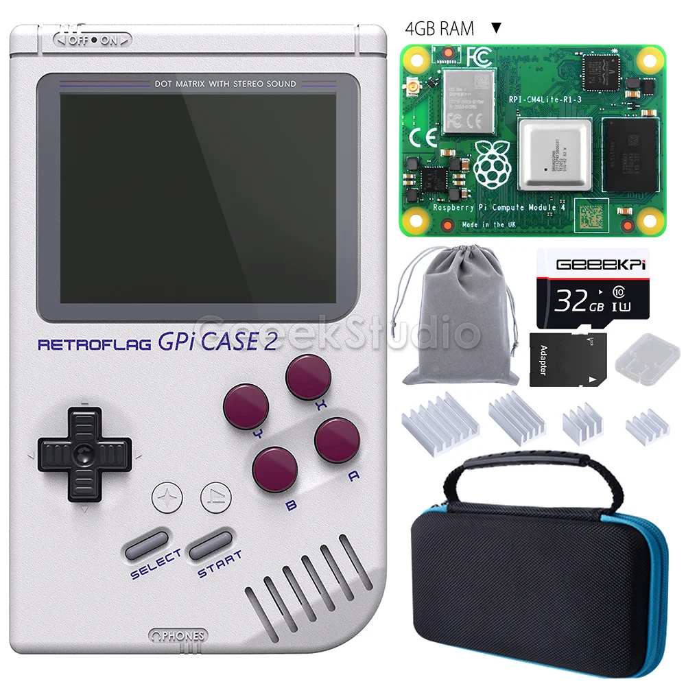Retroflag GPi CASE 2 Kit with 32G/64G Micro SD Enlosure Case Compatible with Raspberry Pi CM4 4GB/8GB