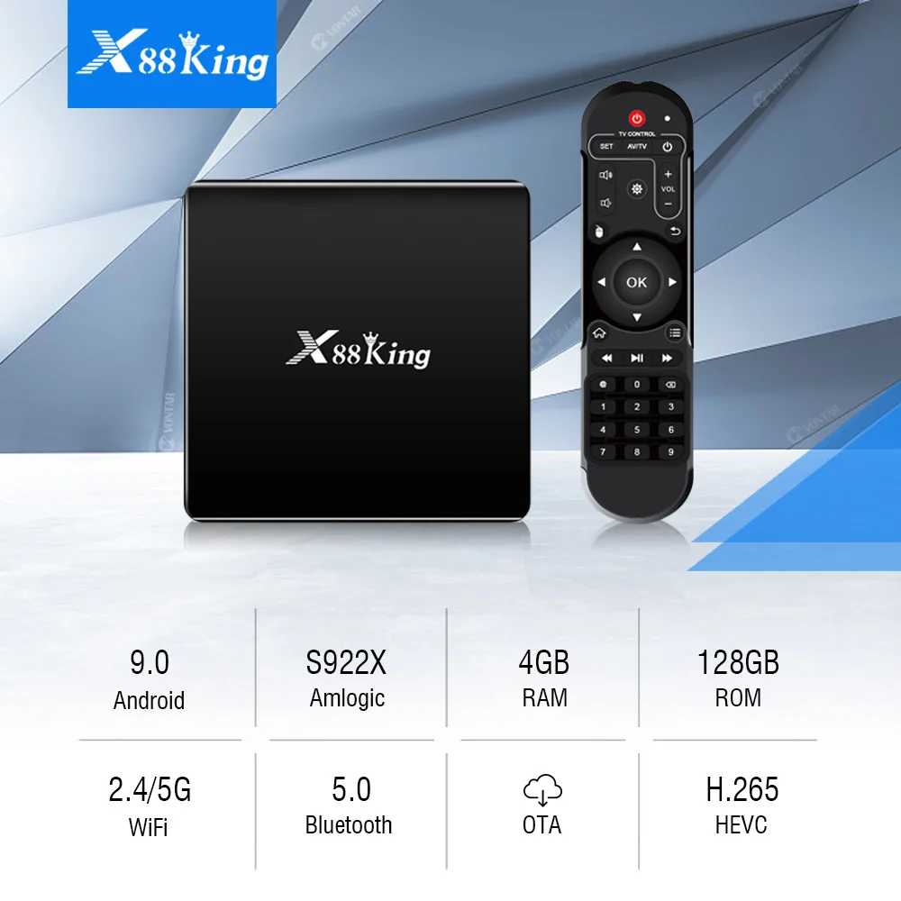X88 King 4GB 128G Amlogic S922X TV Box Android 9.0 Dual Wifi BT5.0 1000M 4K Google Play Store Netflix Youtube 4K Media Player